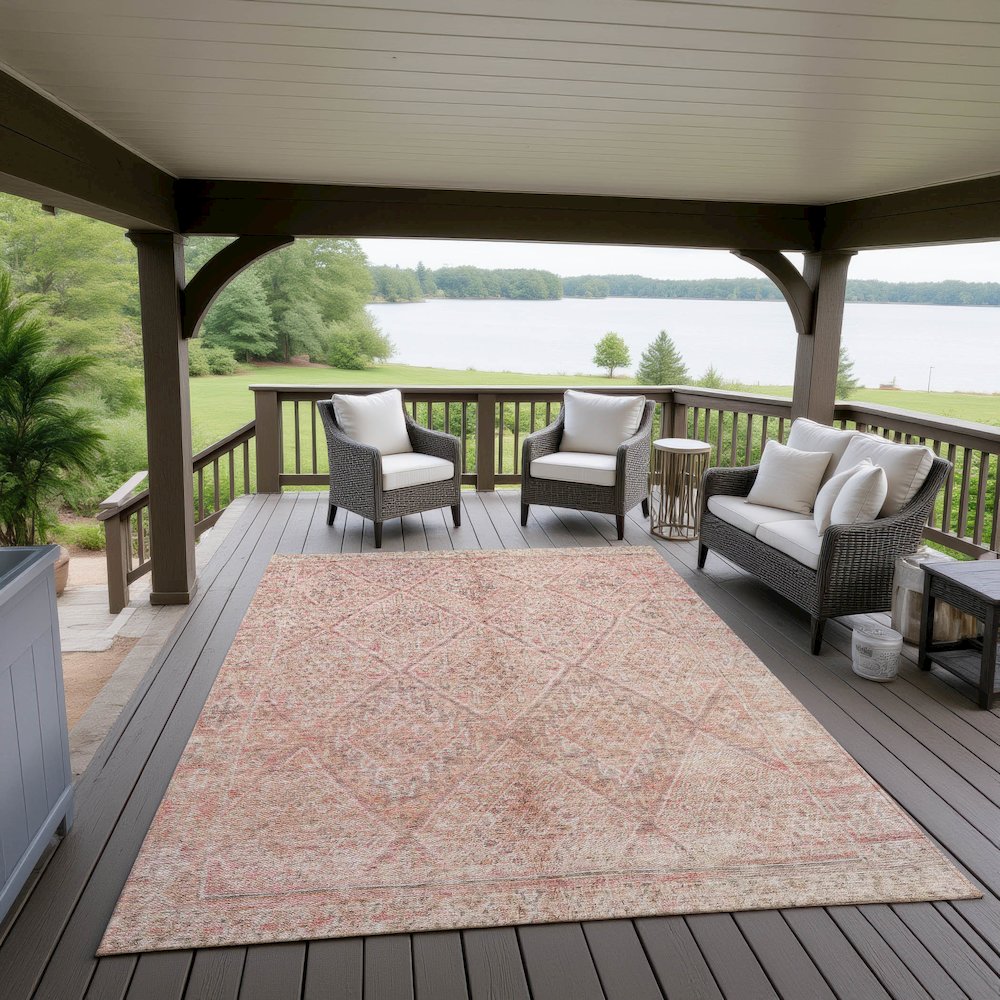 Indoor/Outdoor Karaj Pink 5' x 7'6" Rug. Picture 6