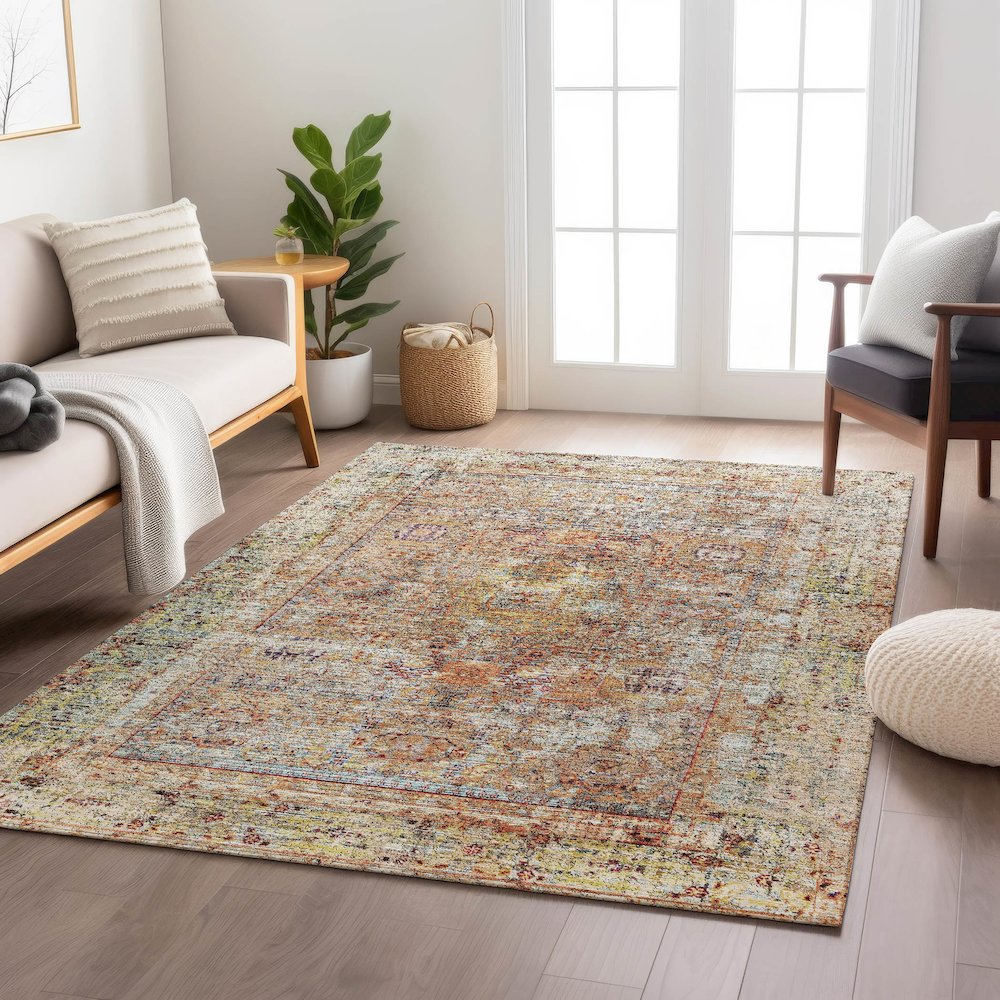 Indoor/Outdoor Karaj Coral 5' x 7'6" Rug. Picture 5