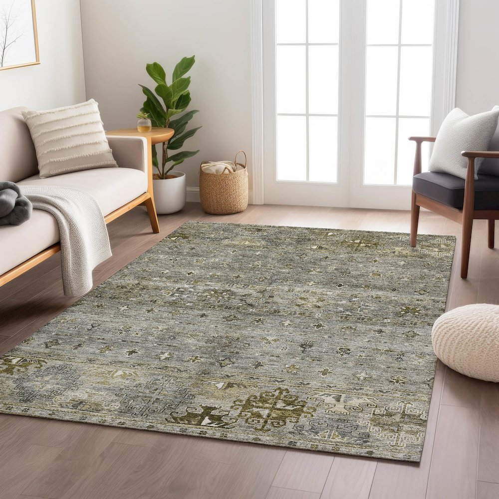 Indoor/Outdoor Karaj Pewter 5' x 7'6" Rug. Picture 5