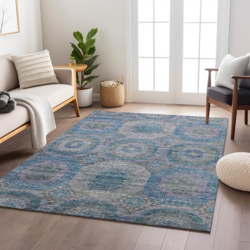 Indoor/Outdoor Karaj Blue 5' x 7'6" Rug. Picture 5