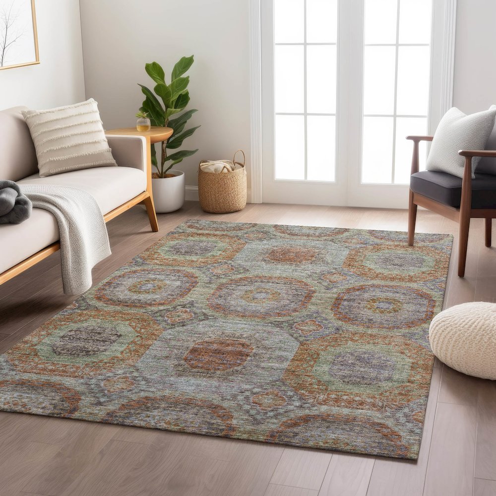 Indoor/Outdoor Karaj Paprika 5' x 7'6" Rug. Picture 5