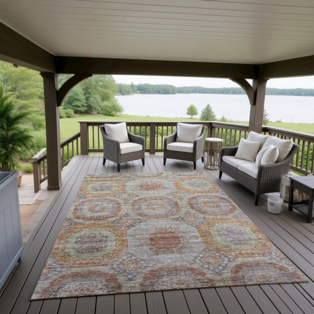 Indoor/Outdoor Karaj Paprika 5' x 7'6" Rug. Picture 6