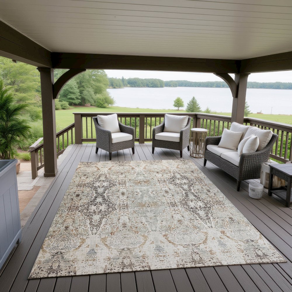 Indoor/Outdoor Karaj Linen 5' x 7'6" Rug. Picture 6