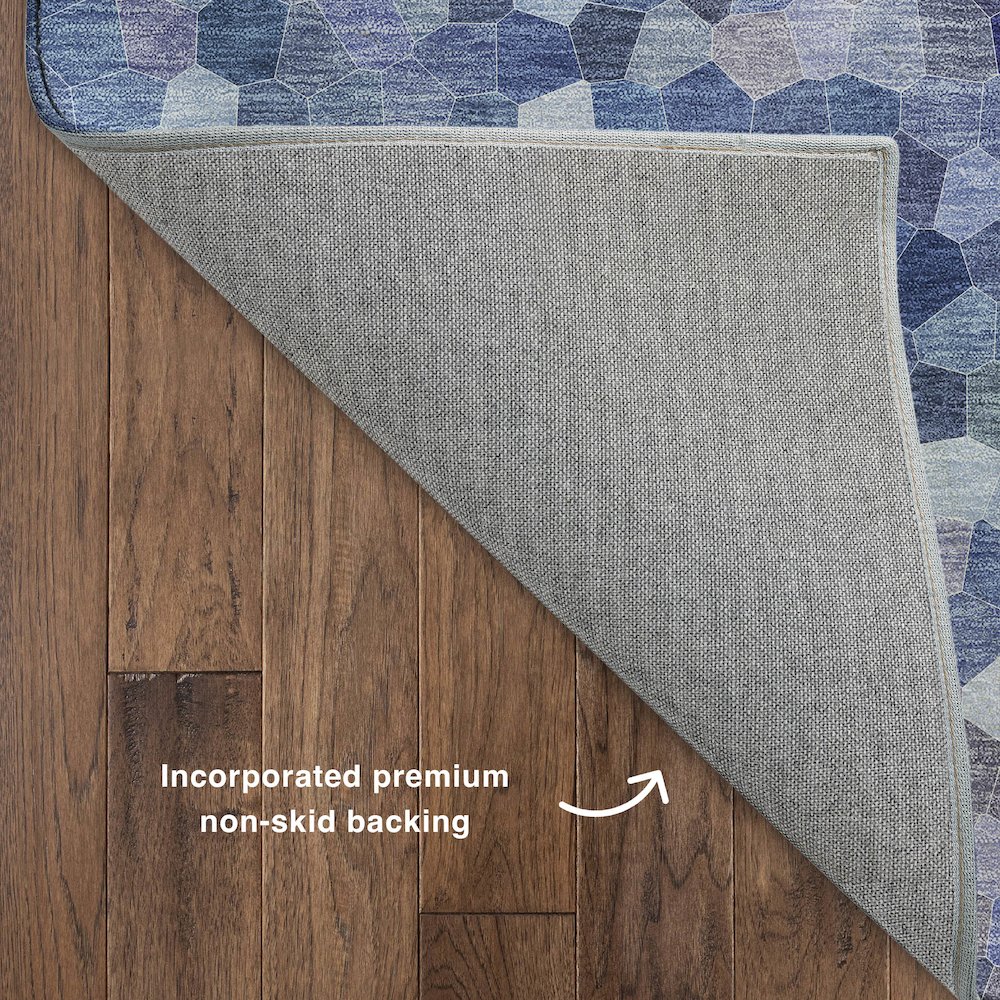 Luxury Washable Indoor/Outdoor Kaleidoscope KL1 Blue 2'6" x 3'10" Rug. Picture 4