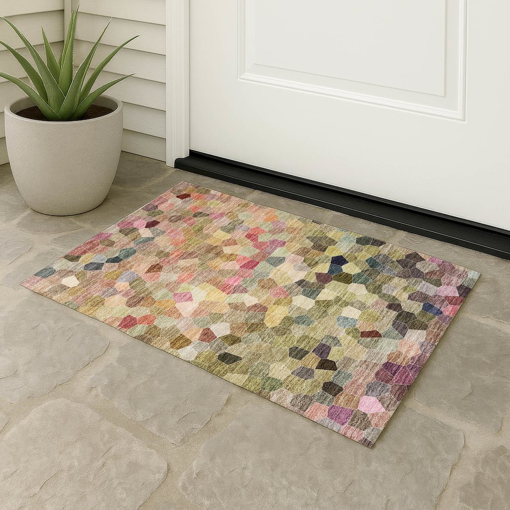 Luxury Washable Indoor/Outdoor Kaleidoscope KL1 Multi 3' x 5' Rug. Picture 7