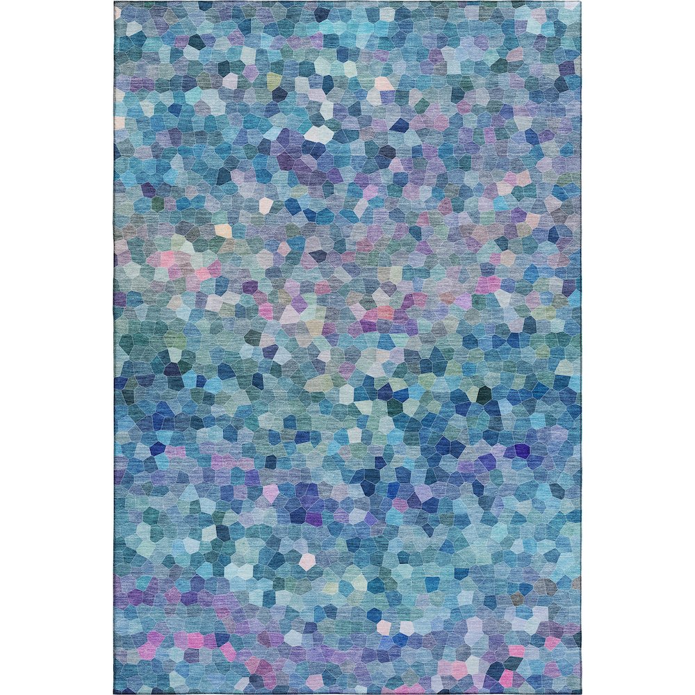 Luxury Washable Indoor/Outdoor Kaleidoscope KL1 Teal 5' x 7'6" Rug. Picture 1