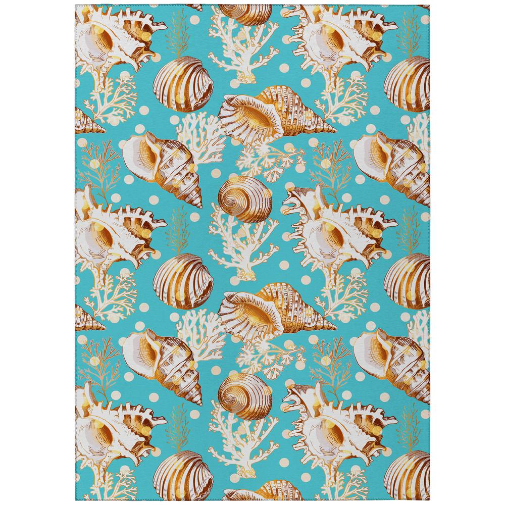 Indoor/Outdoor Surfside ASR36 Aqua Washable 5' x 7'6" Rug. Picture 1