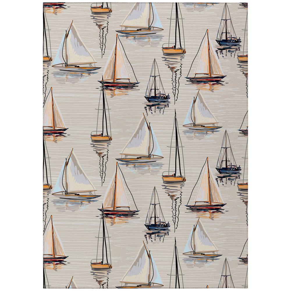 Indoor/Outdoor Harpswell AHP38 Pearl Washable 5' x 7'6" Rug. Picture 1