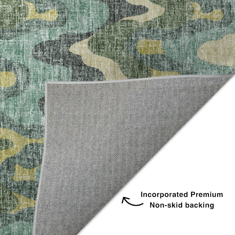 Luxury Washable Lorenzo Teal 2'6" x 3'10" Rug. Picture 4