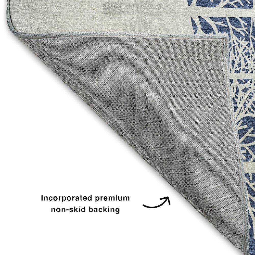 Luxury Washable Indoor/Outdoor Merry & Bright Navy 2'6" x 3'10" Rug. Picture 4