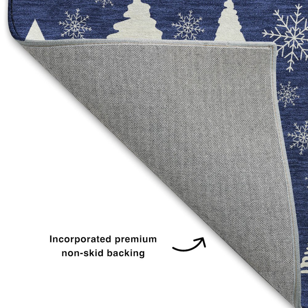 Luxury Washable Indoor/Outdoor Merry & Bright Navy 2'6" x 3'10" Rug. Picture 4