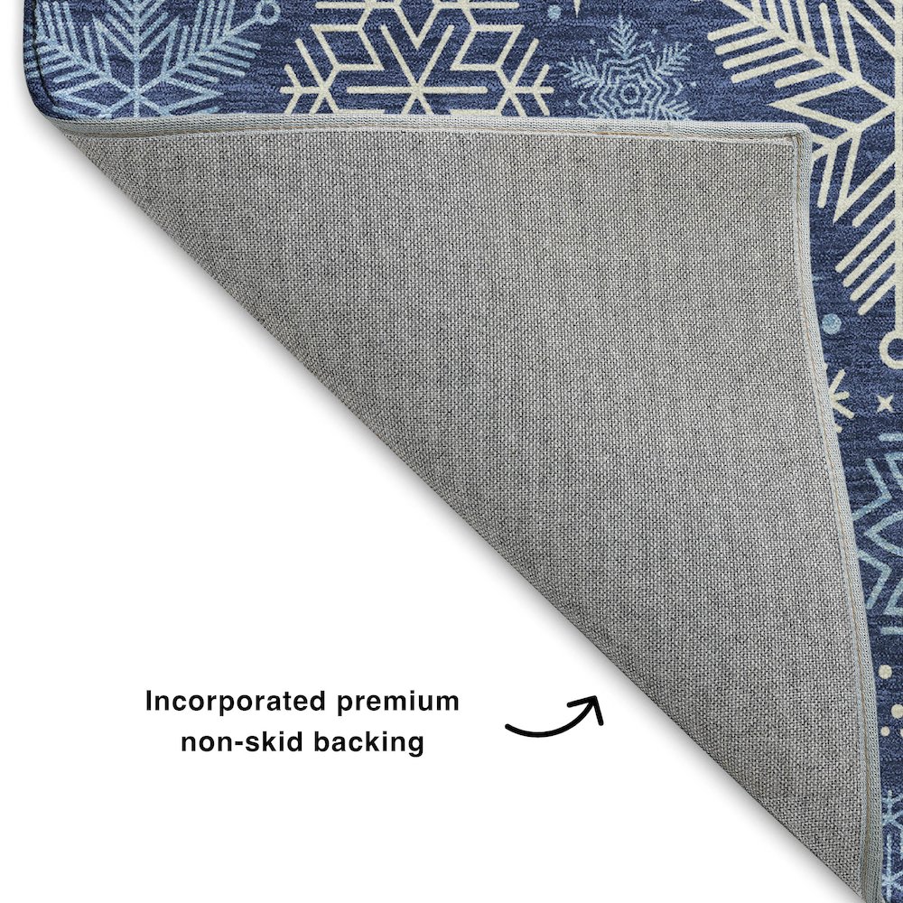 Luxury Washable Indoor/Outdoor Merry & Bright Navy 2'6" x 3'10" Rug. Picture 4