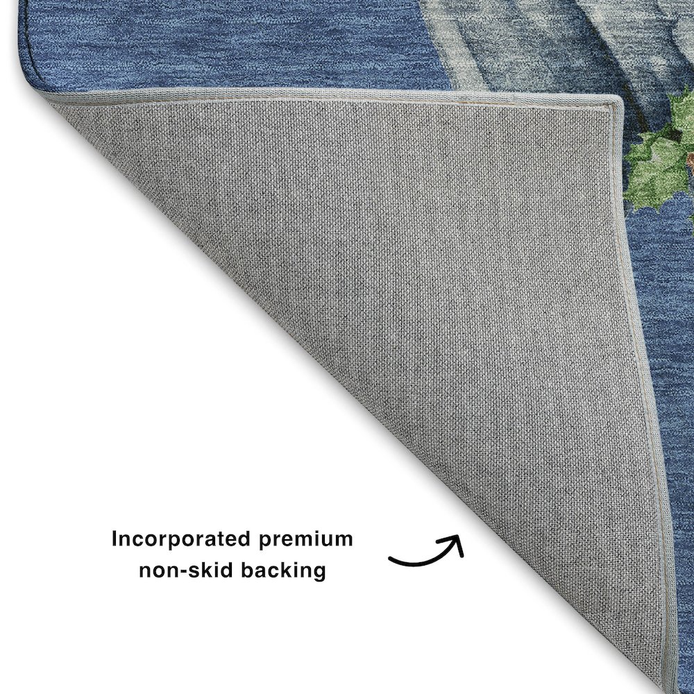 Luxury Washable Indoor/Outdoor Merry & Bright Navy 2'6" x 3'10" Rug. Picture 4