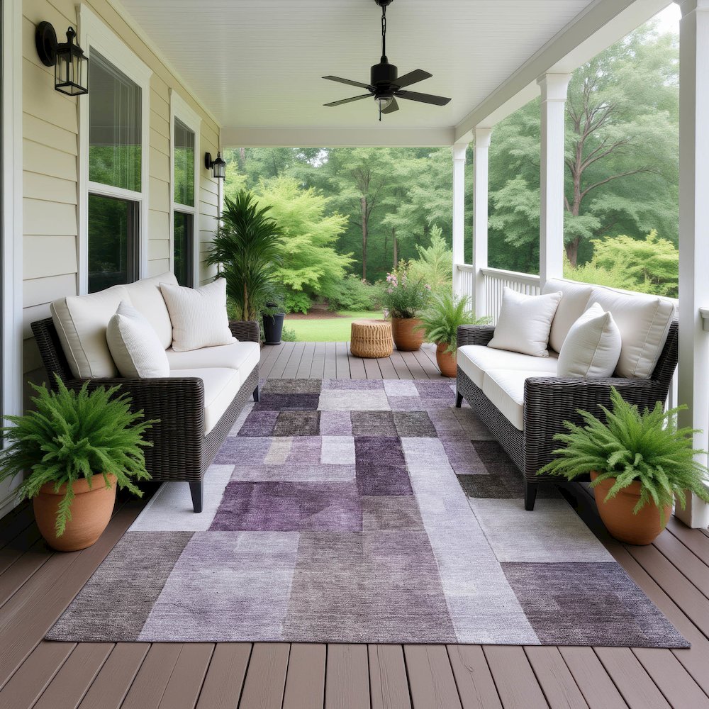 Machine Washable Indoor/Outdoor Neo Eggplant 5' x 7'6" Rug. Picture 6