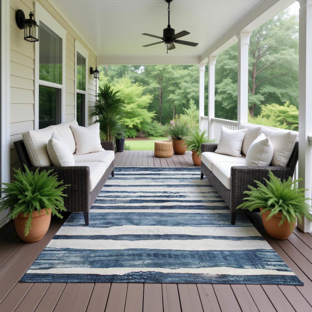 Machine Washable Indoor/Outdoor Neo Denim 5' x 7'6" Rug. Picture 6