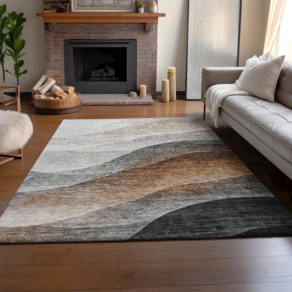 Machine Washable Indoor/Outdoor Neo Khaki 5' x 7'6" Rug. Picture 5