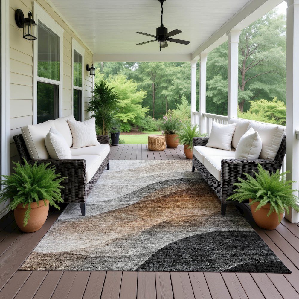 Machine Washable Indoor/Outdoor Neo Khaki 5' x 7'6" Rug. Picture 6