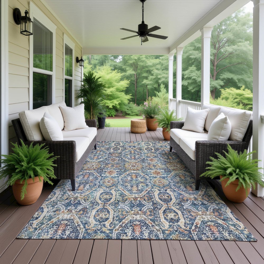 Machine Washable Indoor/Outdoor Neo Denim 5' x 7'6" Rug. Picture 6