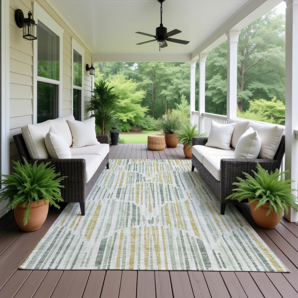 Machine Washable Indoor/Outdoor Neo Sage 5' x 7'6" Rug. Picture 6