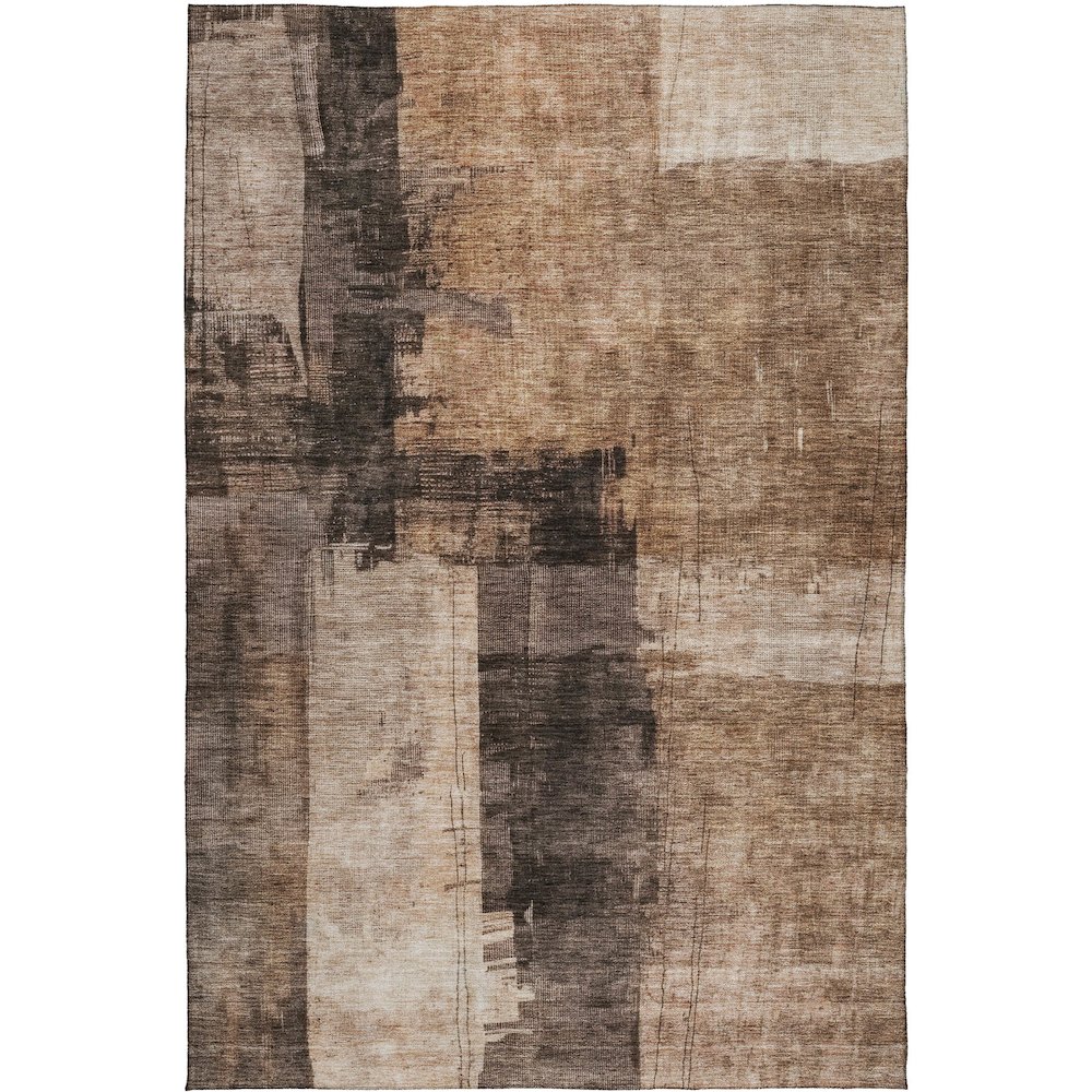 Indoor/Outdoor Nouveau Brown 5' x 7'6" Rug. Picture 1