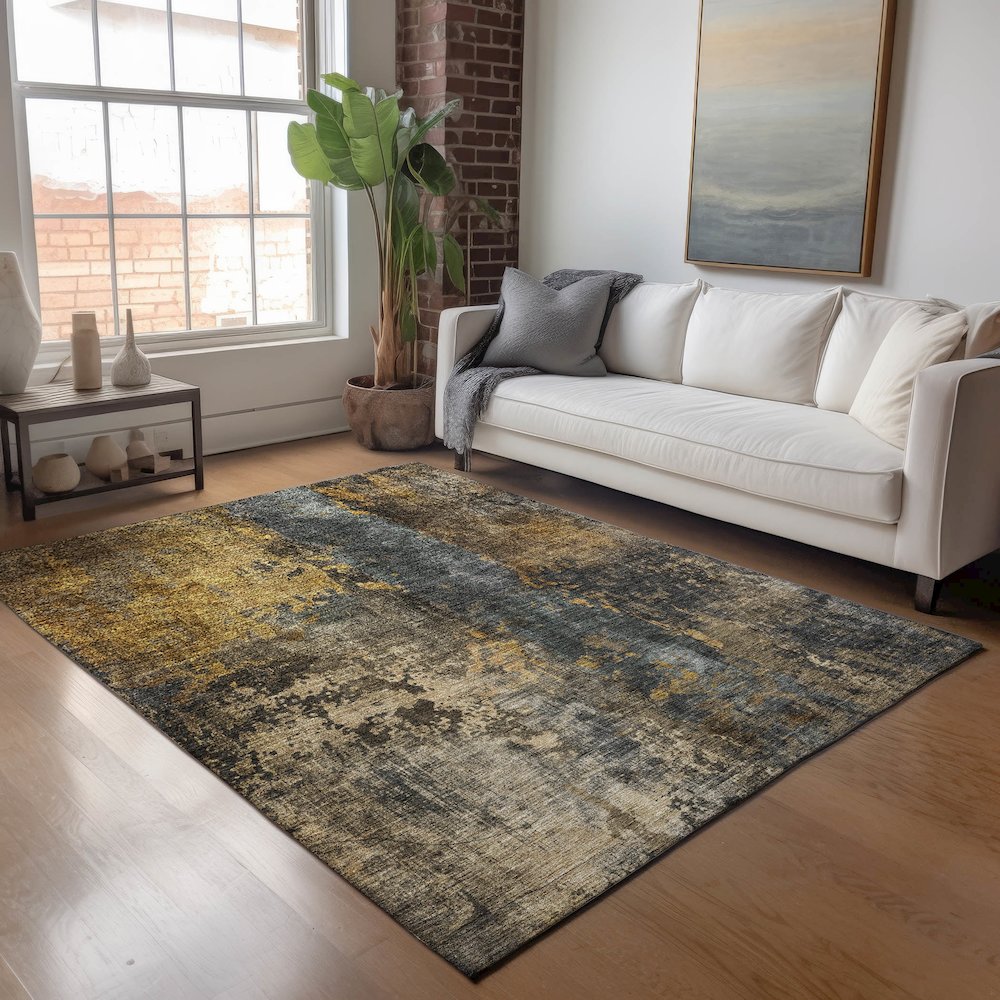Indoor/Outdoor Nouveau Gray 5' x 7'6" Rug. Picture 5
