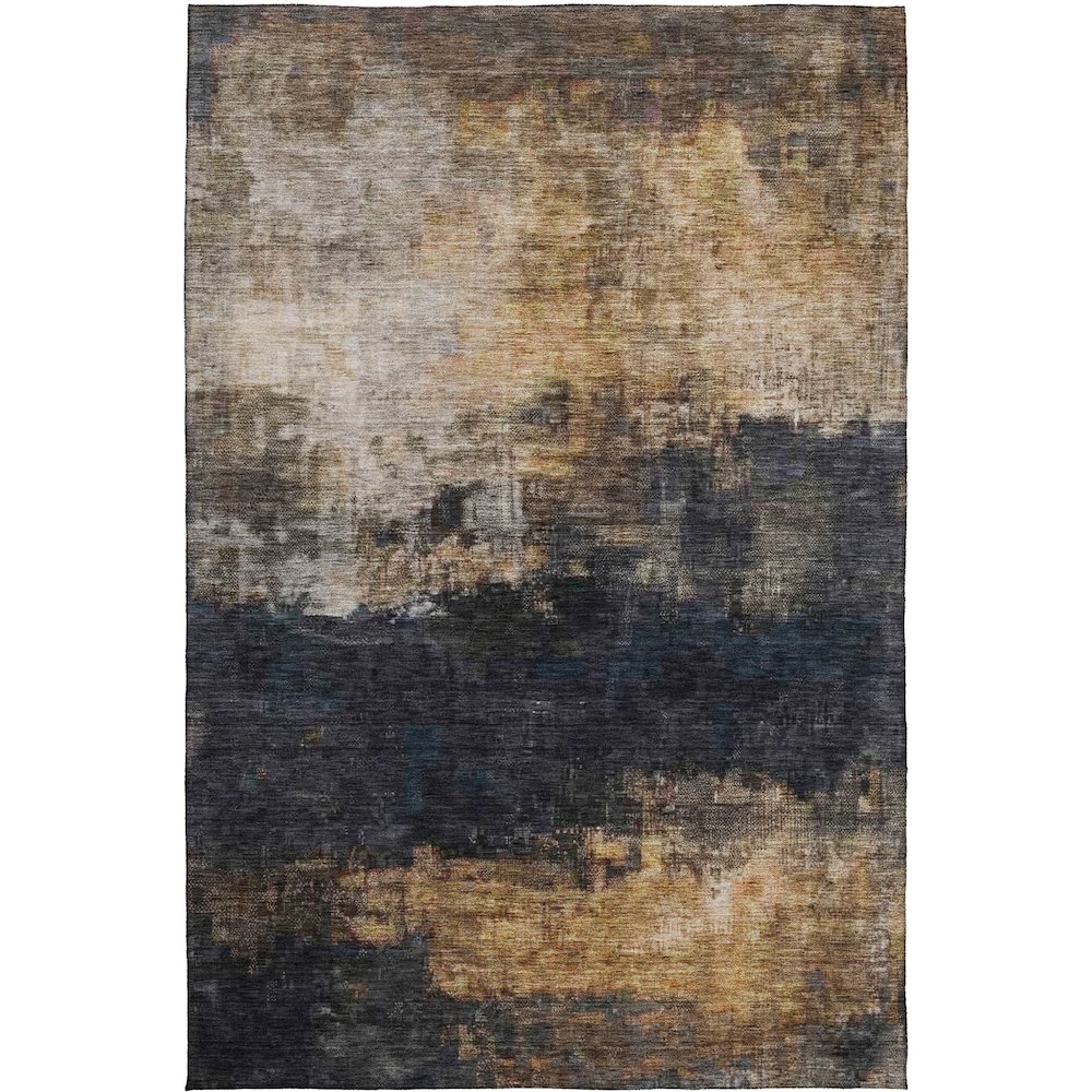 Indoor/Outdoor Nouveau Charcoal 5' x 7'6" Rug. Picture 1