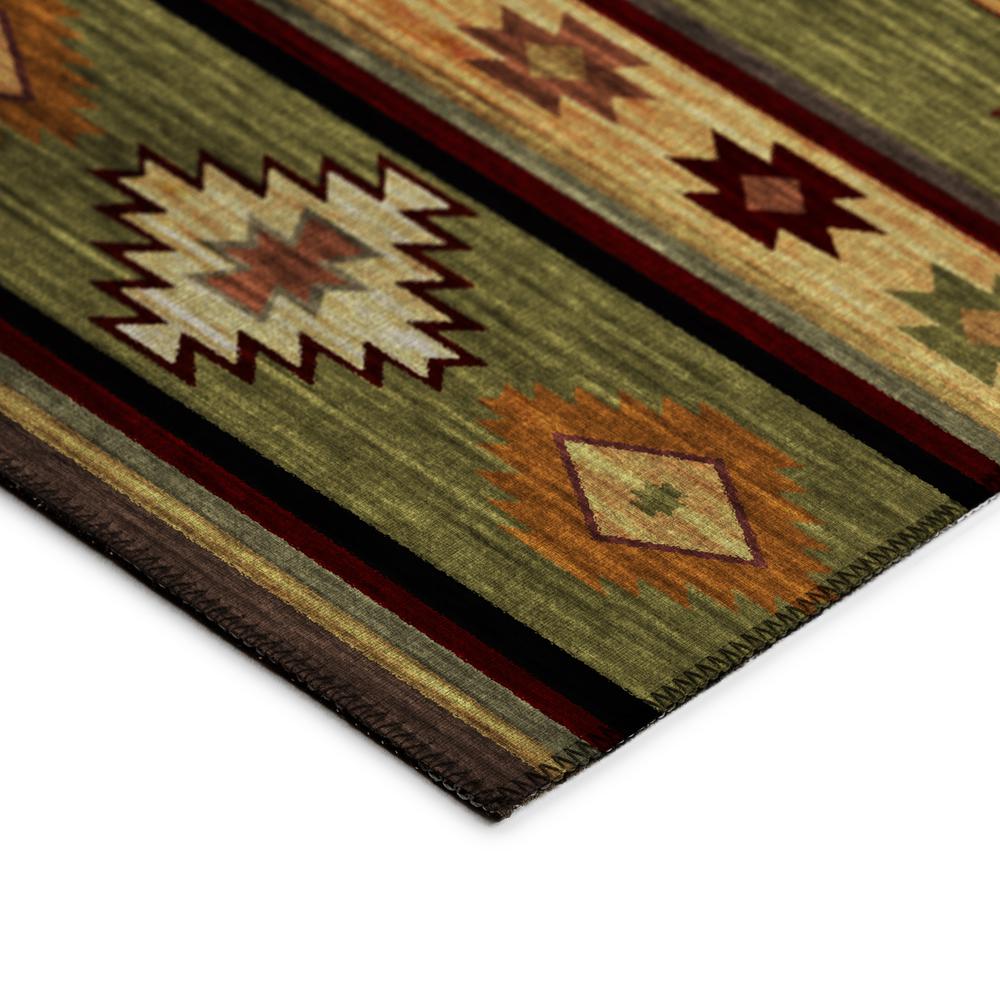 Indoor/Outdoor Sonora ASO34 Green Washable 2'3" x 7'6" Runner Rug. Picture 4
