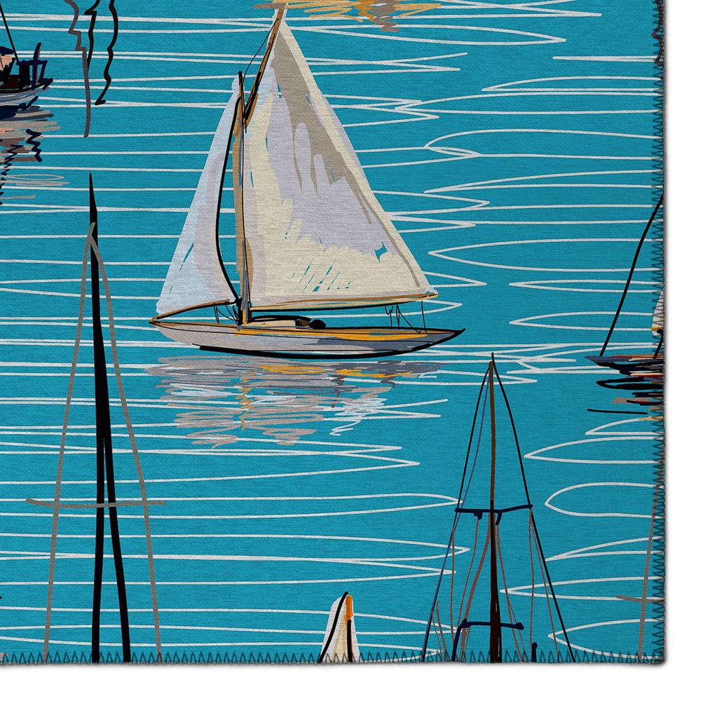 Indoor/Outdoor Harbor HA8 Sky Washable 2'3" x 7'6" Runner Rug. Picture 3