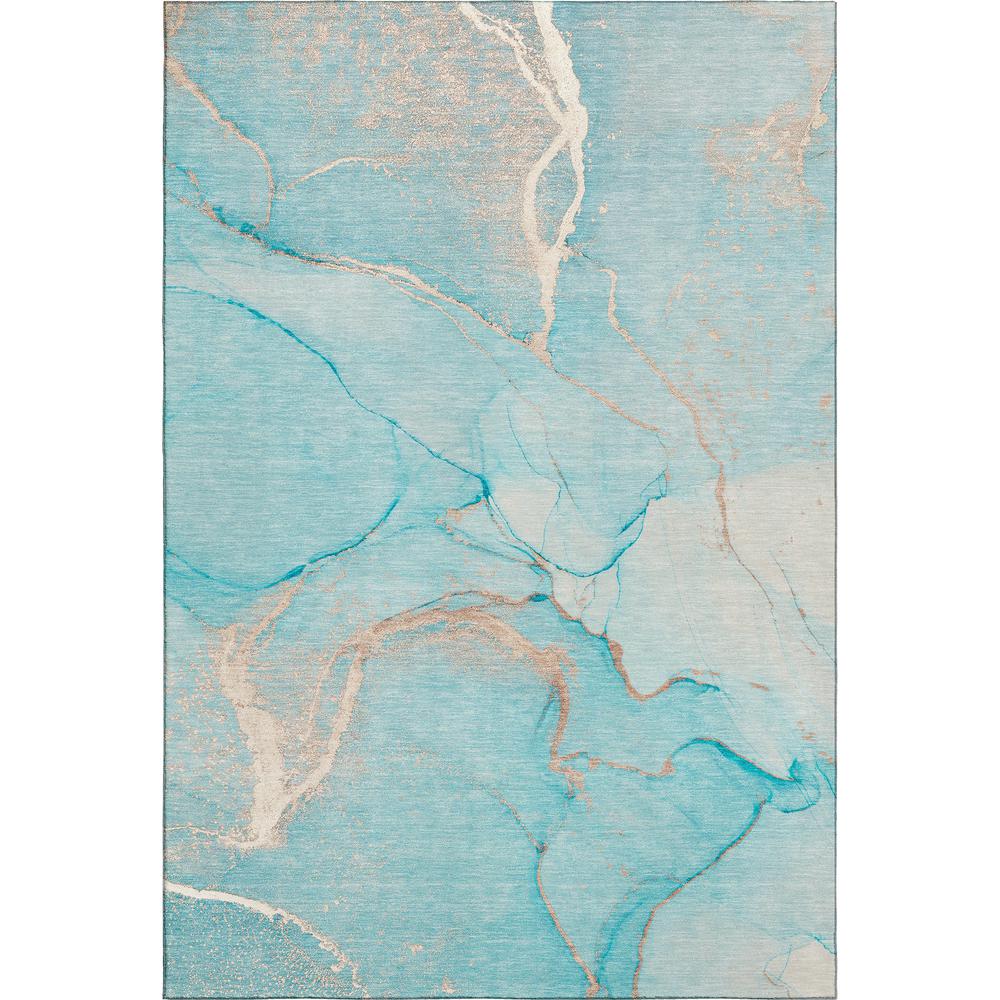 Luxury Washable Odyssey OY7 Teal 3' x 5' Rug. Picture 1