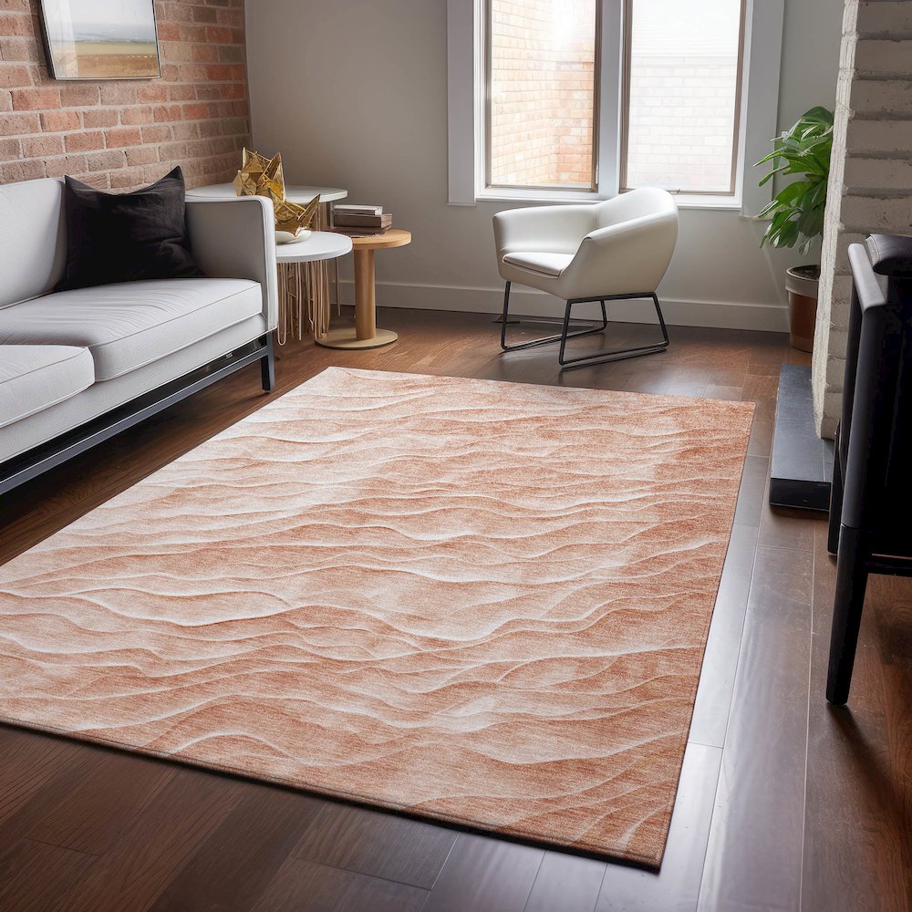 Machine Washable Indoor/Outdoor Pacifica Coral 5' x 7'6" Rug. Picture 5