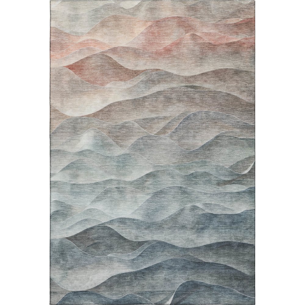 Machine Washable Indoor/Outdoor Pacifica Teal 5' x 7'6" Rug. Picture 1