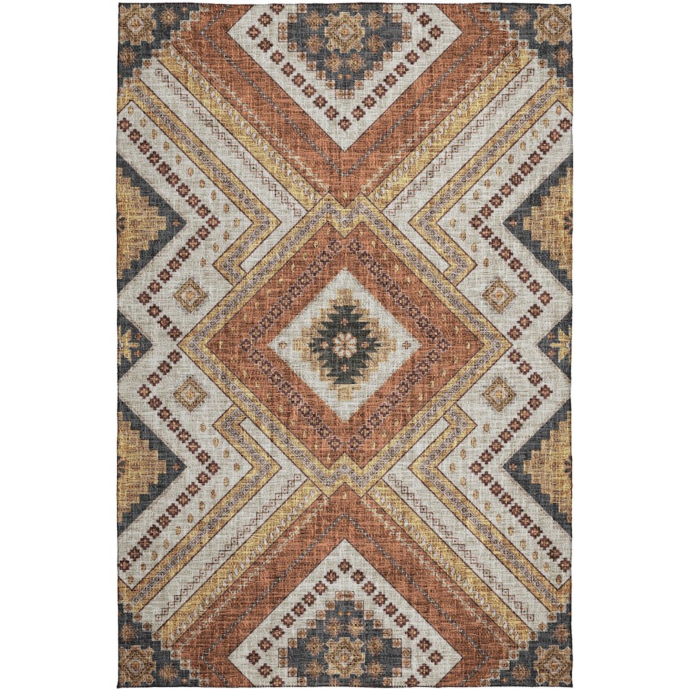 Luxury Washable Indoor/Outdoor Portico Copper 5' x 7'6" Rug. Picture 1