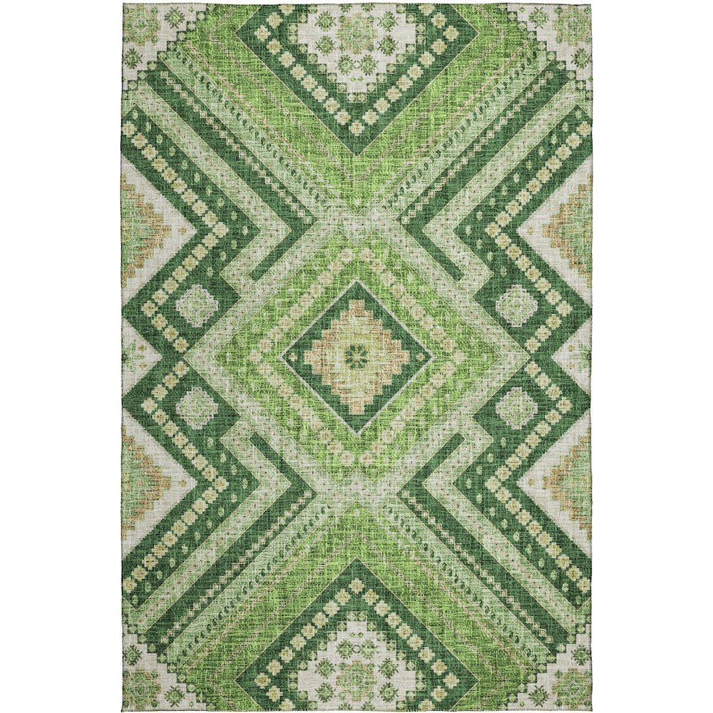 Luxury Washable Indoor/Outdoor Portico Green 5' x 7'6" Rug. Picture 1