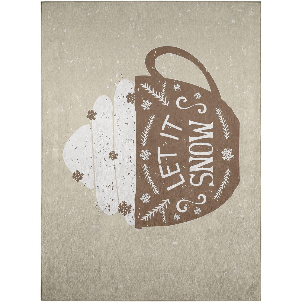 Indoor/Outdoor Cozy Winter ACW37 Brown Washable 5' x 7'6" Rug. Picture 1