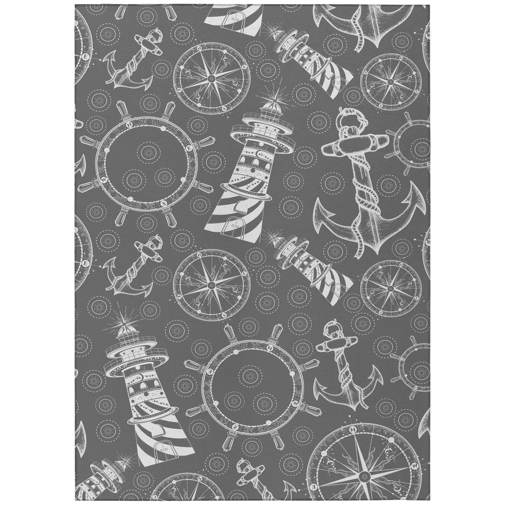 Indoor/Outdoor Harpswell AHP39 Smoke Washable 5' x 7'6" Rug. Picture 1