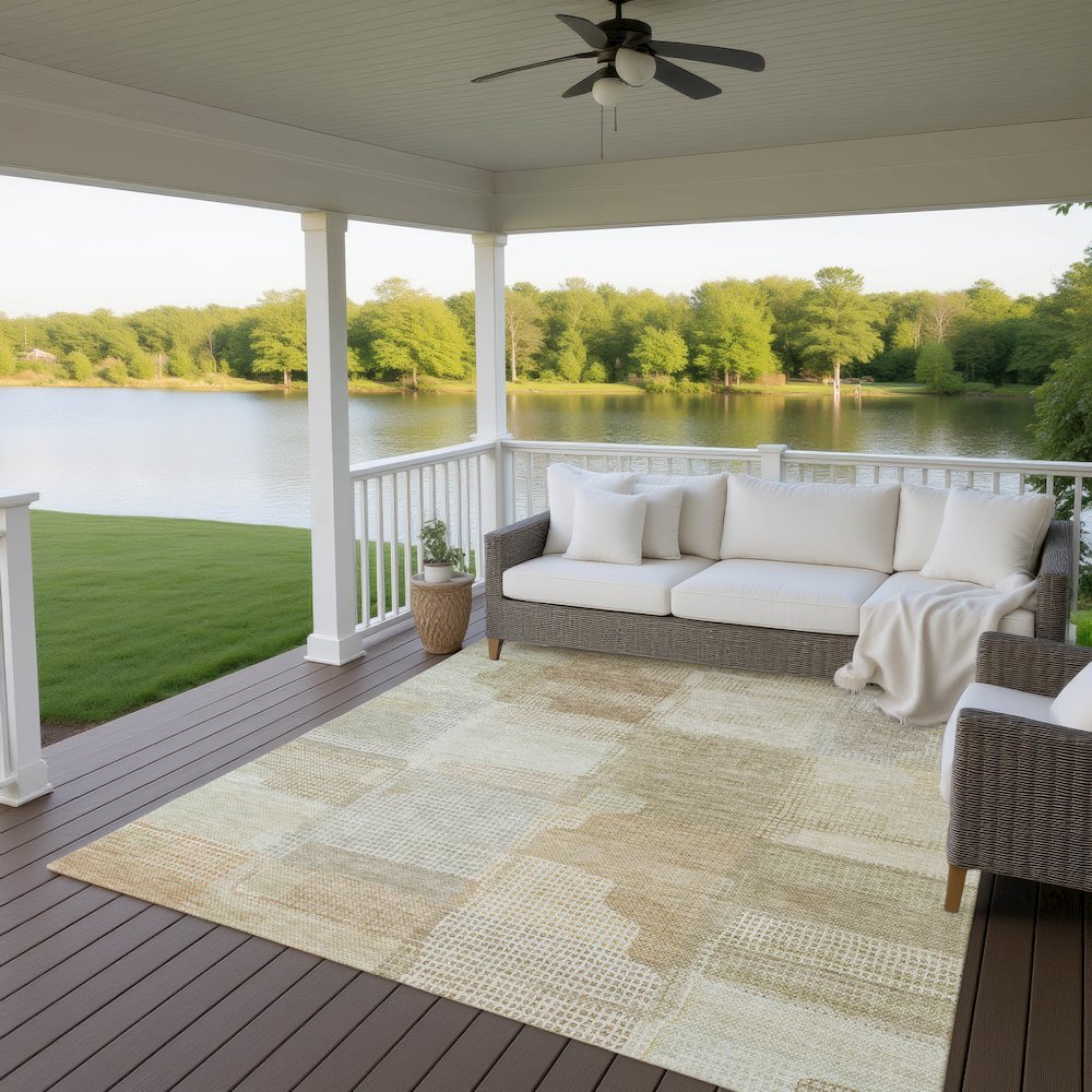 Luxury Washable Indoor/Outdoor Ravenna Beige 5' x 7'6" Rug. Picture 7