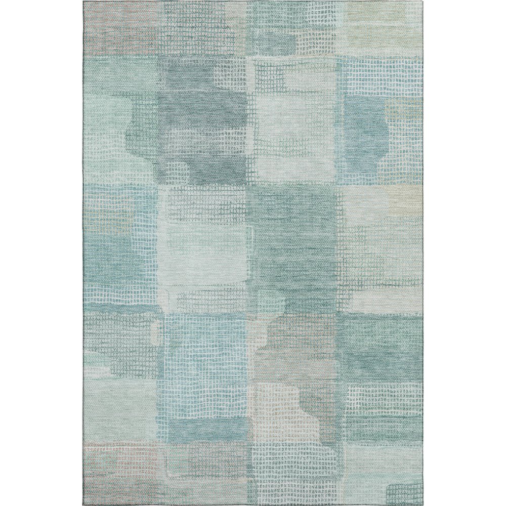 Luxury Washable Indoor/Outdoor Ravenna Teal 5' x 7'6" Rug. Picture 1