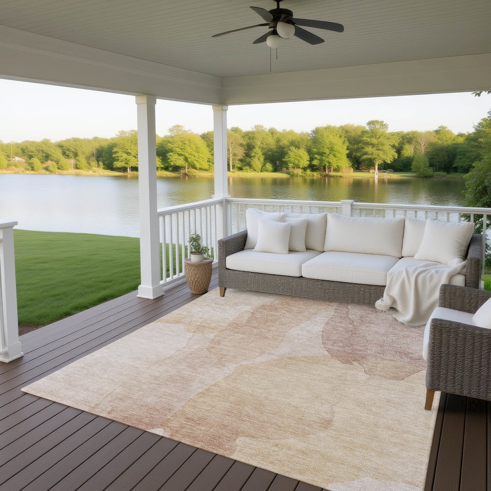 Luxury Washable Indoor/Outdoor Ravenna Coral 5' x 7'6" Rug. Picture 7