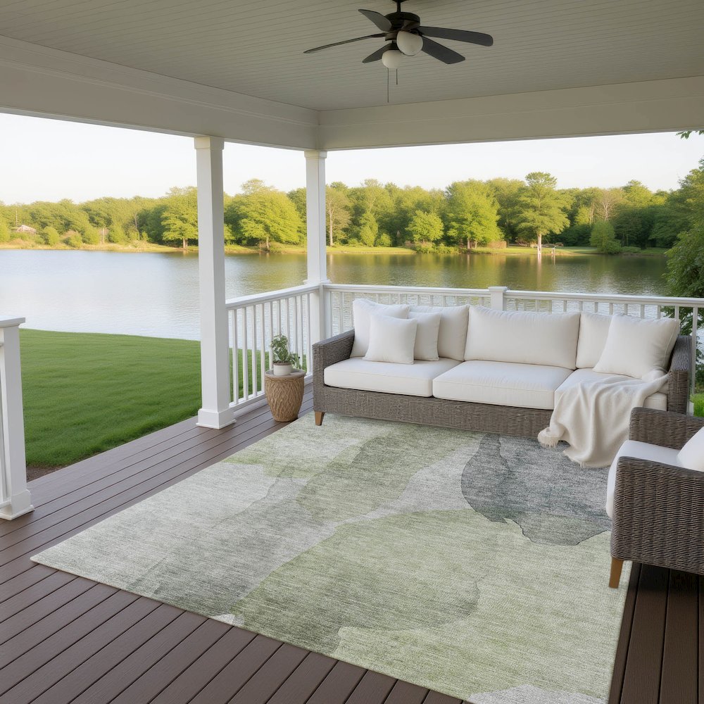 Luxury Washable Indoor/Outdoor Ravenna Fern 5' x 7'6" Rug. Picture 7