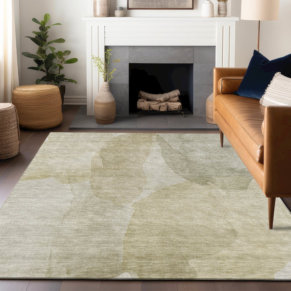 Luxury Washable Indoor/Outdoor Ravenna Putty 5' x 7'6" Rug. Picture 6