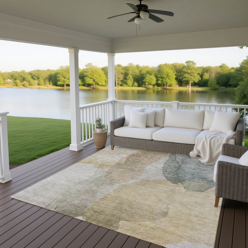 Luxury Washable Indoor/Outdoor Ravenna Wheat 5' x 7'6" Rug. Picture 7