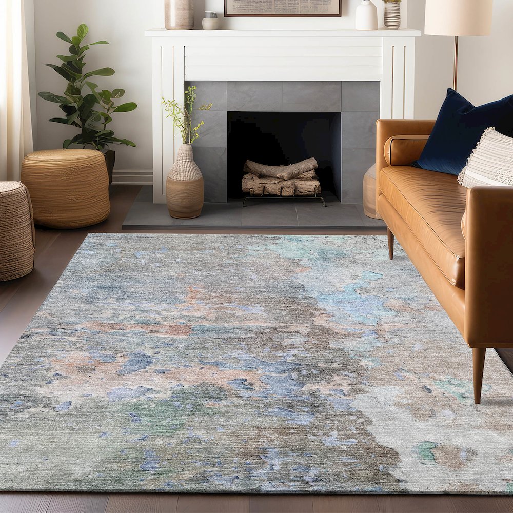 Luxury Washable Indoor/Outdoor Ravenna Taupe 5' x 7'6" Rug. Picture 6