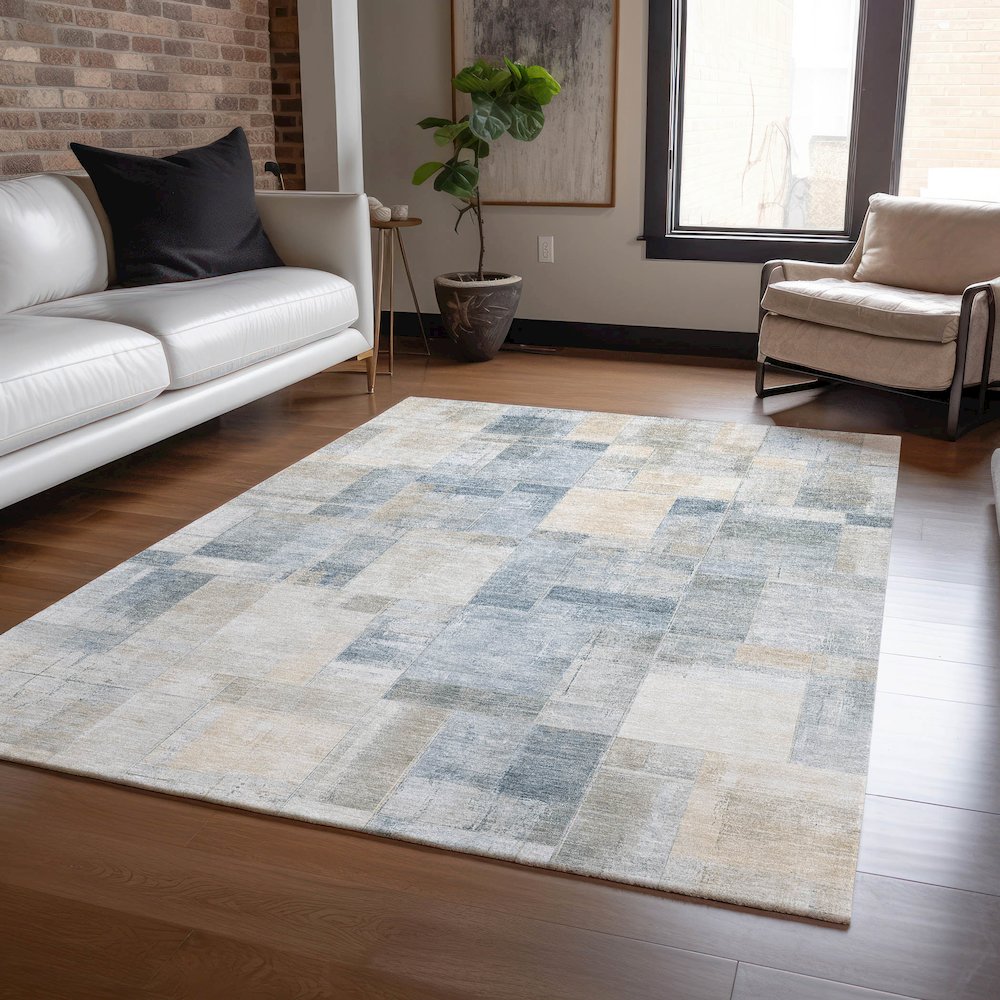 Luxury Washable Indoor/Outdoor Ravenna Denim 5' x 7'6" Rug. Picture 5