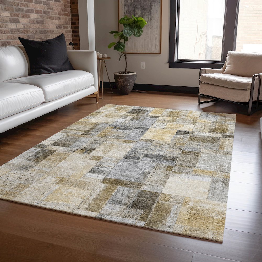 Luxury Washable Indoor/Outdoor Ravenna Granite 5' x 7'6" Rug. Picture 5