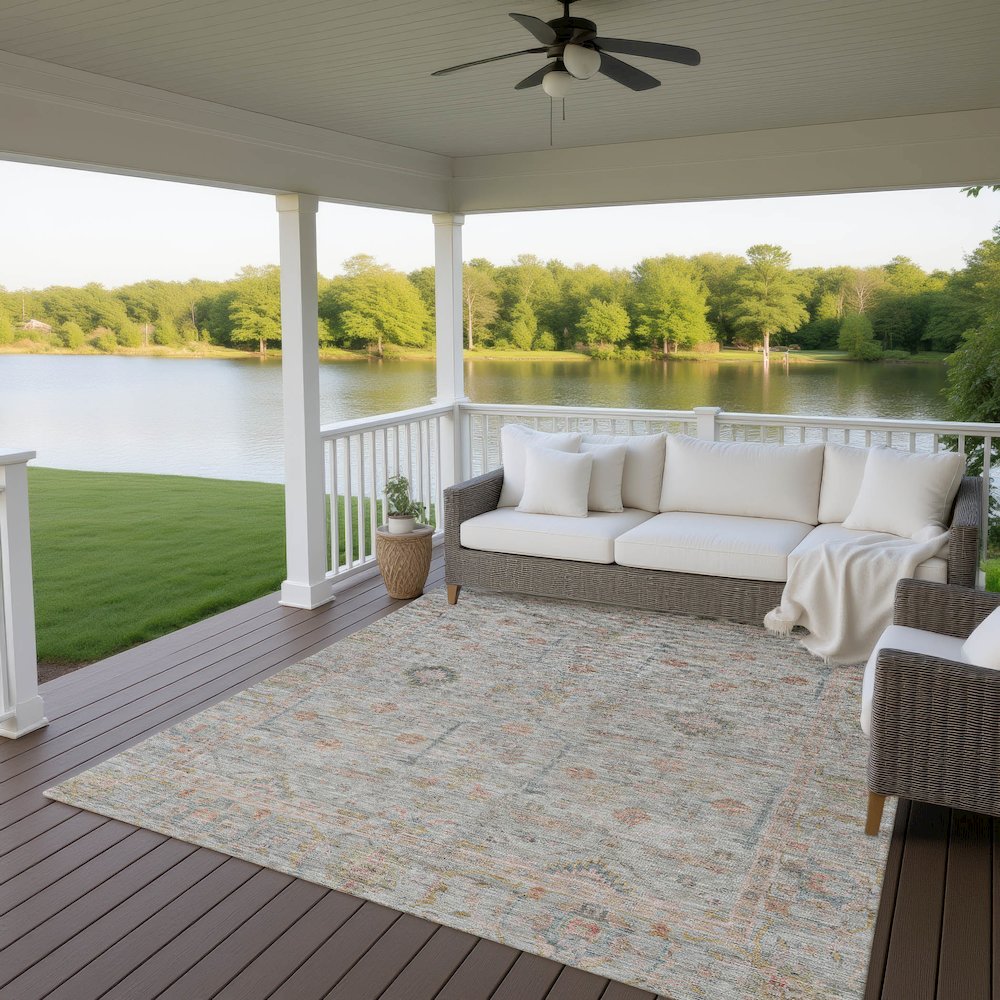 Luxury Washable Indoor/Outdoor Ravenna Taupe 5' x 7'6" Rug. Picture 7