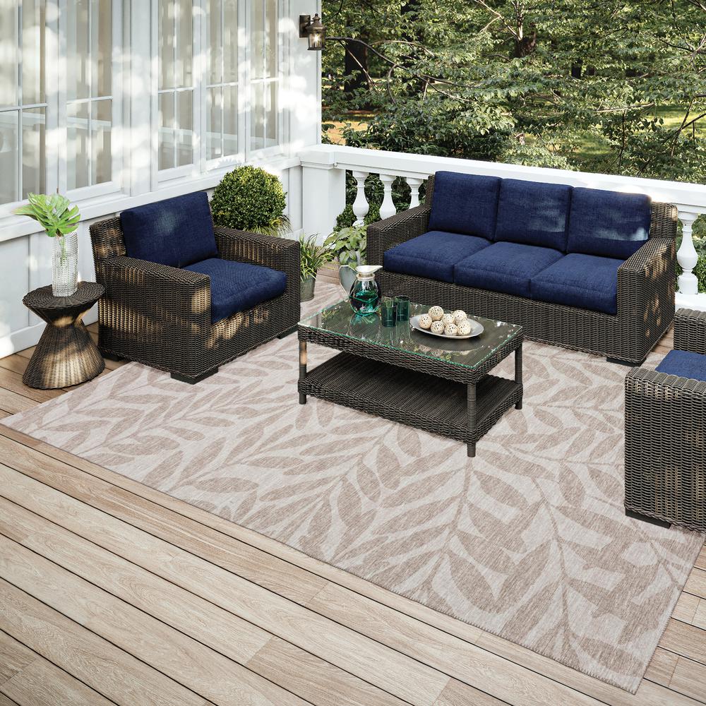 Yuma Taupe Coastal Floral 3' x 5' Area Rug Taupe AYU35. Picture 1