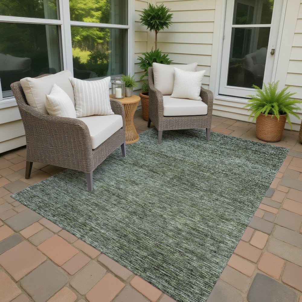 Luxury Washable Indoor/Outdoor Soft Essentials SE1 Green 3' x 5' Rug. Picture 7