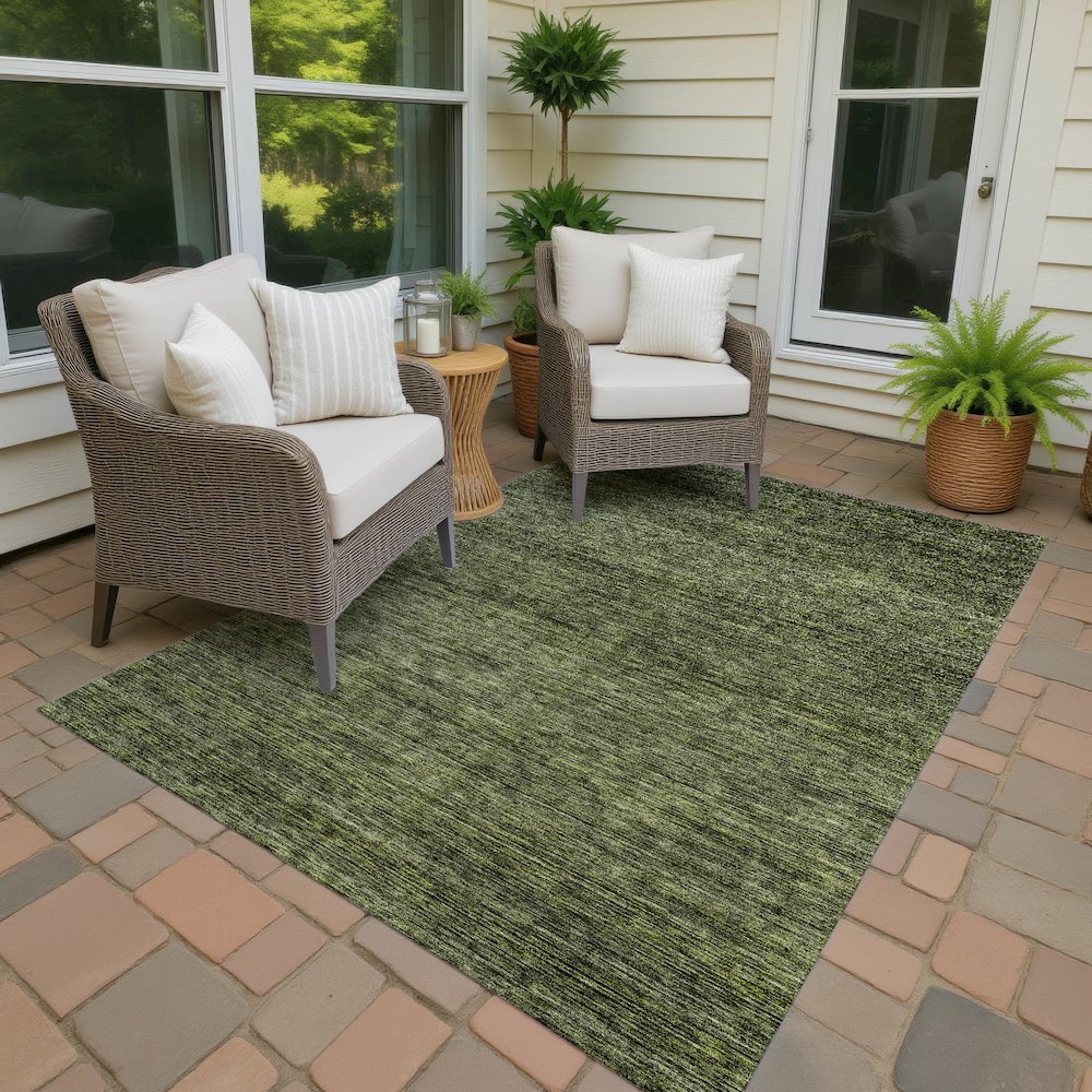 Luxury Washable Indoor/Outdoor Soft Essentials SE1 Green 3' x 5' Rug. Picture 7