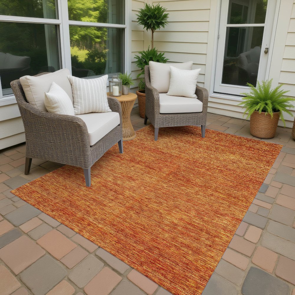 Luxury Washable Indoor/Outdoor Soft Essentials SE1 Orange 3' x 5' Rug. Picture 7