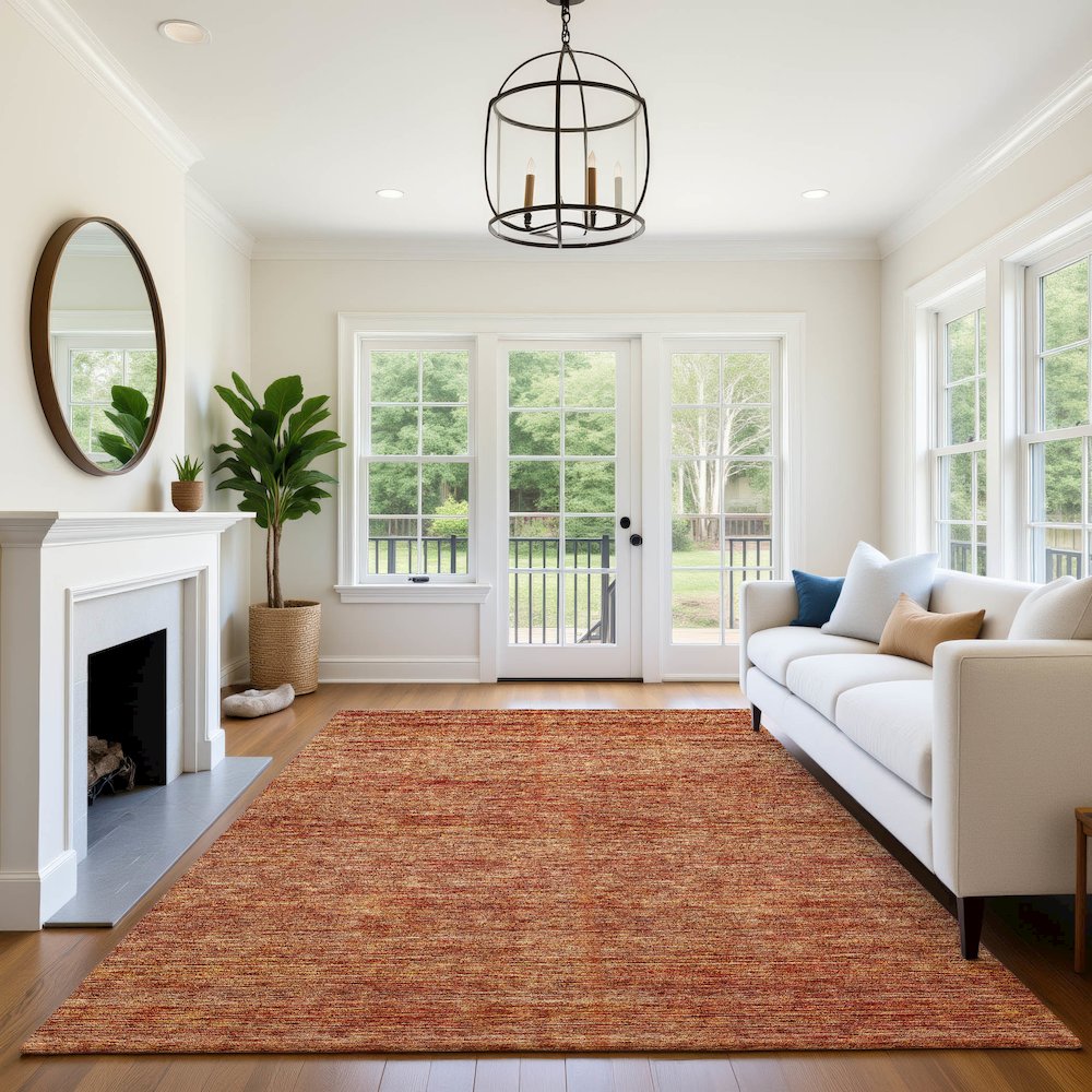 Luxury Washable Indoor/Outdoor Soft Essentials SE1 Orange 5' x 7'6" Rug. Picture 6